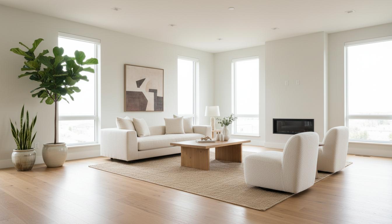 Beautiful living room with premium hardwood flooring
